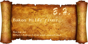 Bakos Hiláriusz névjegykártya